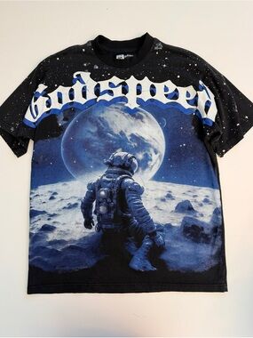 Godspeed Lunar Horizon Astronaut Graphic Tee – Black, Size Medium